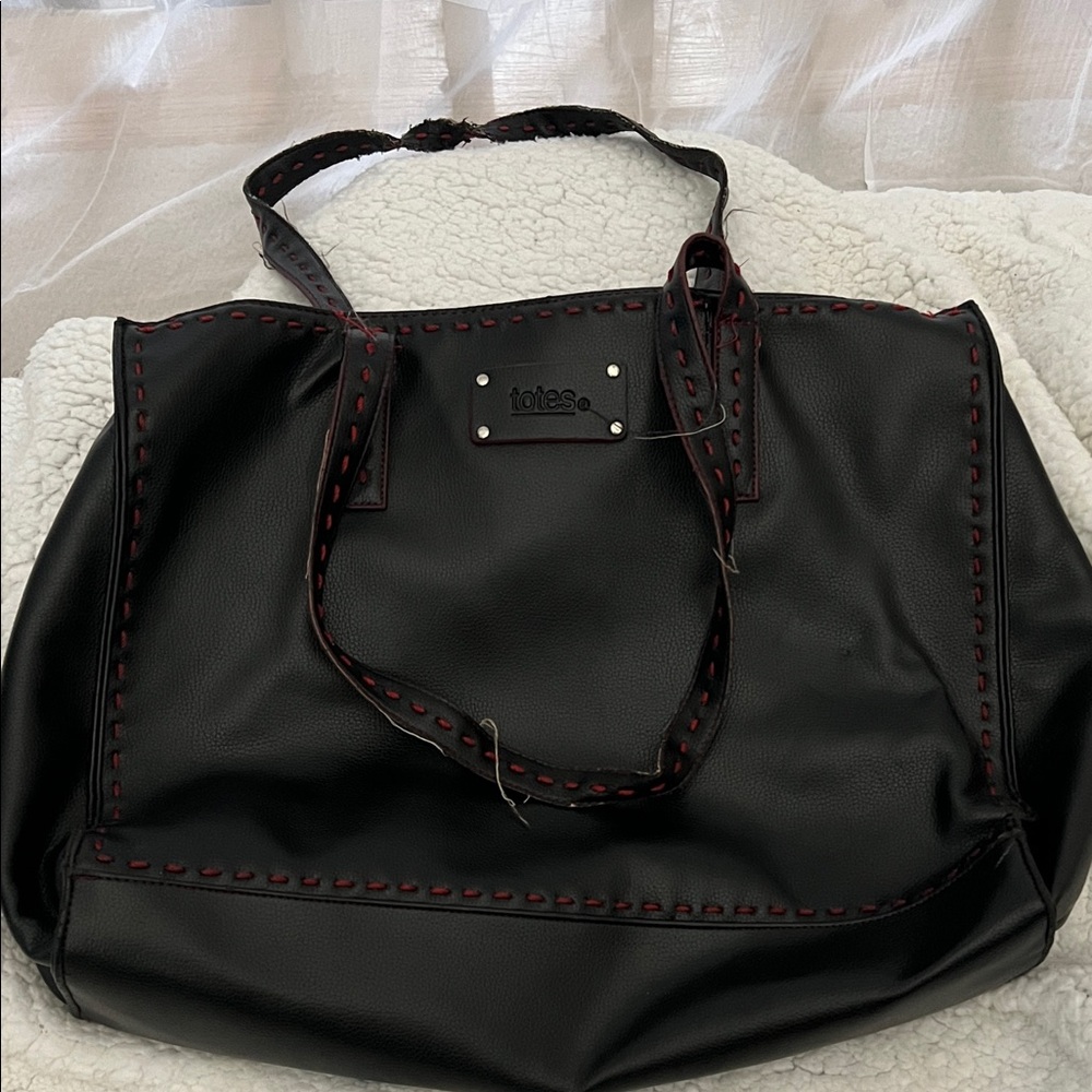 totes Black Tote with Red Stitching
